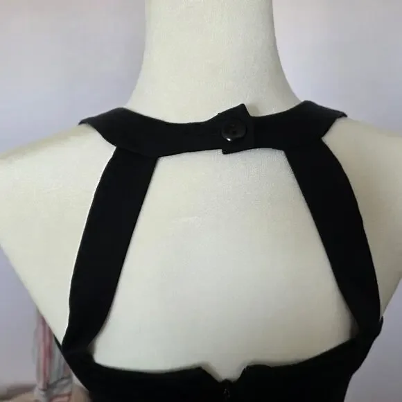 Sheri Martin New York Dress Womens 10 Floral Black Pink Halter A Line Fit Flare - Picture 3 of 7